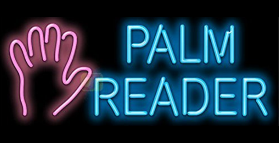 Palm reader bright advertisement